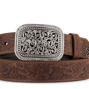 Ariat Women's Medium Brown Rhinestone Filigree Belt